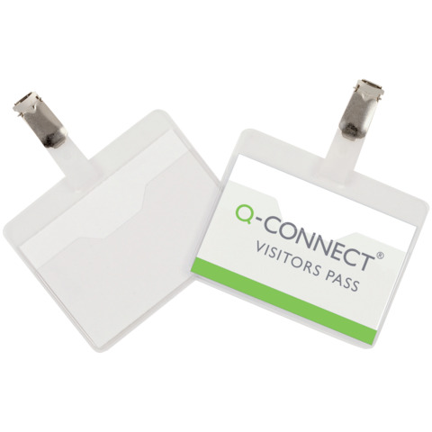 Portabadge Q-Connect plastica 90x60 mm con clip Visitor …