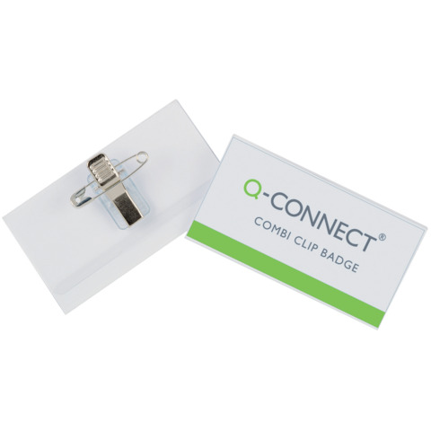 Portabadge Q-Connect plastica con clip e spilla 75x40 …