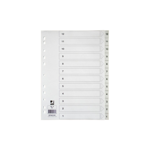 Divisore numerico Q-Connect bianco 22,5x29,7 cm ppl 1-12 …