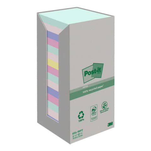 Foglietti Post-it® Notes carta riciclata 76x76mm assort pastello …