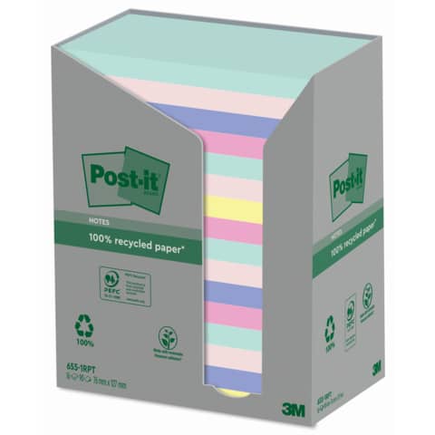 Foglietti Post-it® Notes 76x127 mm carta riciclata assortiti …