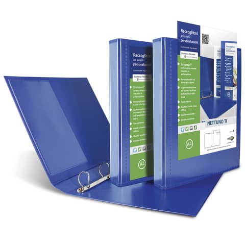 Raccoglitore personalizzabile Sei Rota Nettuno TI - 4 anelli a Q 65 mm - A4 blu - dorso 8,5 cm - 36836547