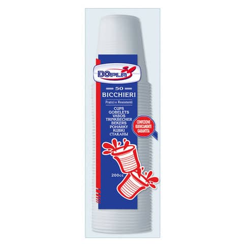 Bicchieri monouso Dopla 200 ml polistirene bianco conf.50 …