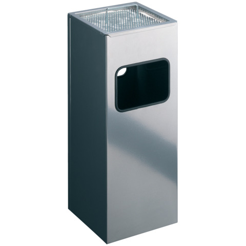 Posacenere Durable a colonna acciaio con sabbia e cestino base quadrata H 62 x Ø 25 cm argento metallizzato - 333123