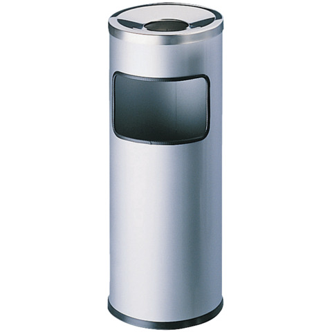 Posacenere DURABLE autoestinguente a colonna - cestino acciaio argento metallizzato base tonda - 333223