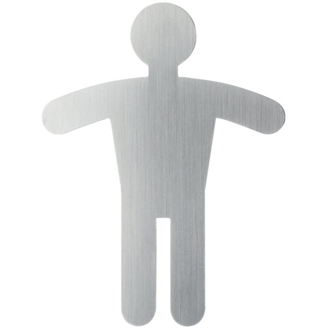 Pittogramma adesivo DURABLE 90 x 120 mm acciaio inossidabile spazzolato argento metallizzato WC uomini - 495123