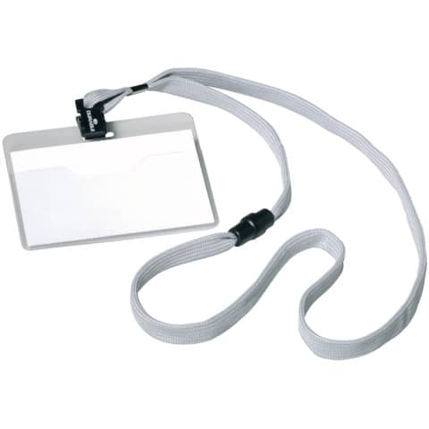 Portanomi DURABLE tasca aperta con cordoncino trasparente/grigio inserto …