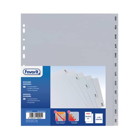 Divisore annuale Favorit 12 tacche GEN-DIC - 23x30 …