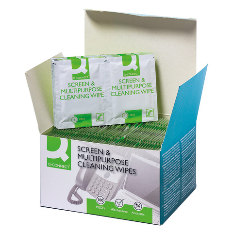 Salviette di pulizia multiuso Q-Connect senza alcool conf. da 60 bustine singole - KF04503