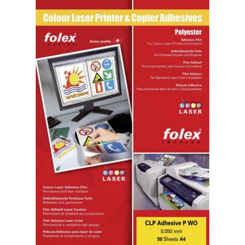 Film adesivo per laser e copiatrici Folex CLP Adhesive P CL 0,05 mm A4 trasparente Cf. 50 - 2999C.050.44100