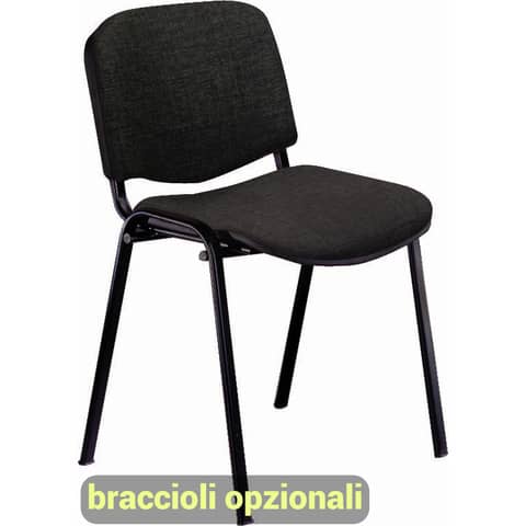 Sedia visitatore 4 gambe Unisit Dado D5S acciaio nero - rivestimento ignifugo nero - Conf. 4 pezzi - D5S/4/IN