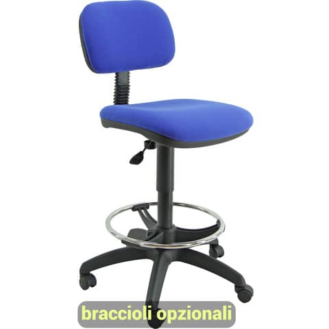 Sgabello tecnico Unisit Esos EOE5S seduta alta - poggiapiedi telescopico - rivestimento Eco blu - EOE5S/EB