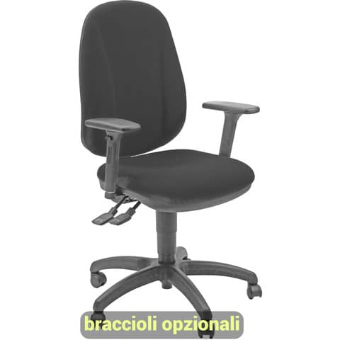 Sedia operativa girevole Unisit Giano GIGI Eco Smart rivestimento PPL nero - braccioli opzionali - GIGI/EN