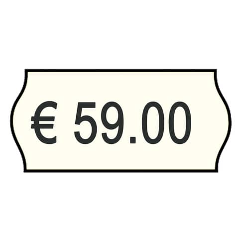 Rotolo da 1000 etichette per prezzatrice Printex sagomate 26x12 mm bianco permanente conf. 10 rotoli - 2612sbp10