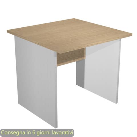 Scrivania piano rovere 80x80xH.72 cm gamba a pannello in melaminico grigio linea Presto Artexport - 001PAN/C5