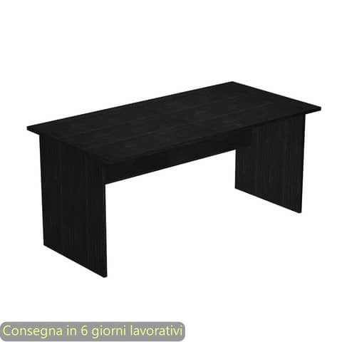 Scrivania piano nero venato frassino 140x80xH.72 cm gamba a pannello in melaminico in tinta Presto - 002PAN/8