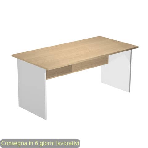 Scrivania piano rovere 160x80xH.72 cm gambe a pannello in melaminico grigio linea Presto Artexport - 003PAN/C5