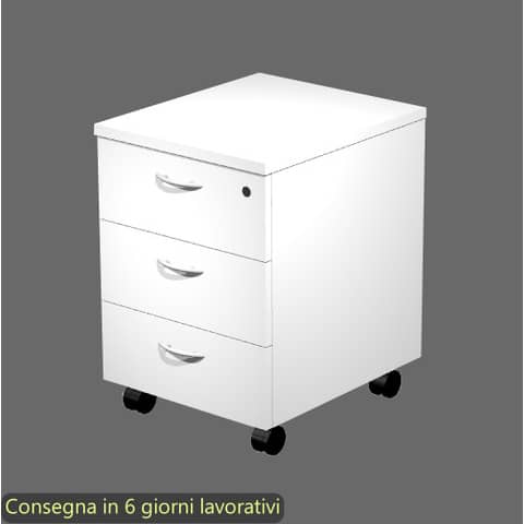 Cassettiera a tre cassetti montata bianco 41,8x52xH.59,5 cm …