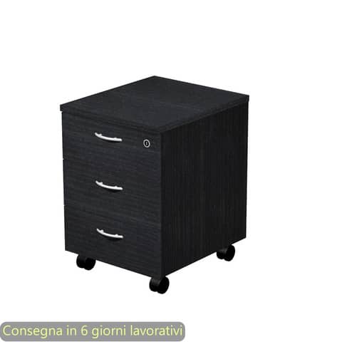 Cassettiera a tre cassetti montata nero venato frassino …