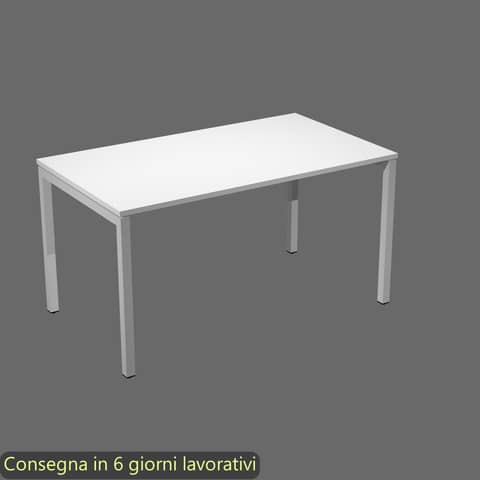 Scrivania piano bianco 140x80xH.72,5 cm gamba a ponte in metallo grigio linea Presto Venere Plus Artexport - 662/3