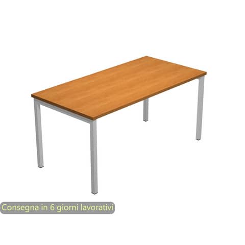 Scrivania piano noce chiaro 140x80xH72,5 cm gamba a ponte in metallo grigio linea Presto Venere Plus Artexport - 662/4