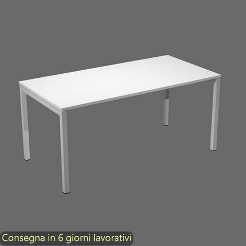 Scrivania piano bianco 160x80xH.72,5 cm gamba a ponte in metallo grigio linea Presto Venere Plus Artexport - 663/3