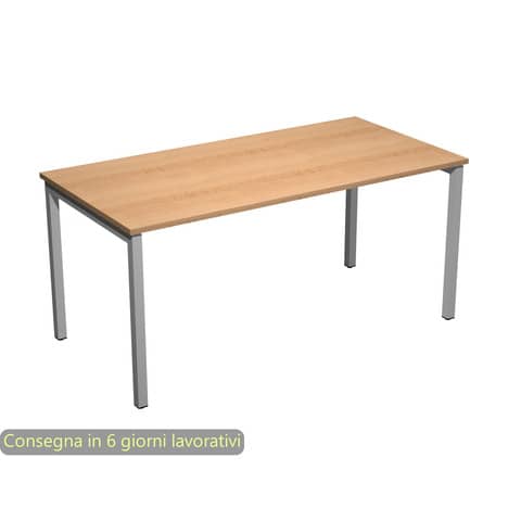 Scrivania piano faggio 160x80xH.72,5 cm gamba a ponte in metallo grigio linea Presto Venere Plus Artexport - 663/6