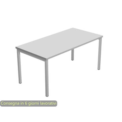 Scrivania piano grigio 180x80xH.72,5 cm gamba a ponte in metallo grigio linea Presto Venere Plus Artexport - 665/9