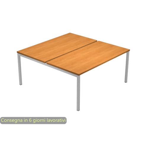 Scrivania Bench doppia piano noce chiaro 140x164x72,5 cm gamba a ponte in metallo grigio Presto Venere Plus - 662B-NOPAR/4