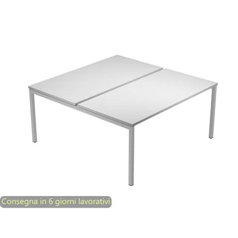 Scrivania Bench doppia piano grigio 140x164x72,5 cm gamba a ponte in metallo grigio Presto Venere Plus - 662B-NOPAR/9