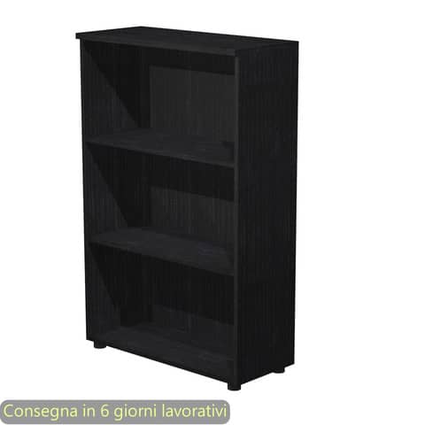 Mobile a giorno medio nero venato frassino 80x35xH.120 cm con 2 ripiani regolabili Presto Artexport - 035/8