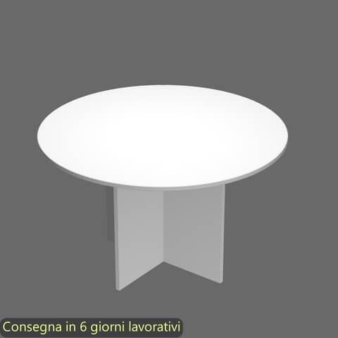 Tavolo riunione rotondo bianco Ø120xH.72 cm gamba a pannello in melaminico in tinta linea Presto 60121/3
