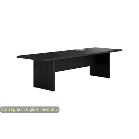 Tavolo riunioni nero venato frassino 220x100x74 cm gamba a pannello in tinta linea Flora Artexport - 905/8