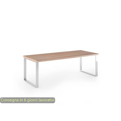 Scrivania direzionale ciliegio arabis 180x90xH.74 cm gamba ad anello effetto cromato linea Flora Artexport - 901M/K