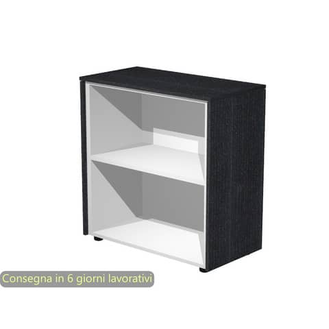 Mobile a giorno basso singolo top nero venato frassino 83x43x81,4 cm struttura grigio alluminio Flora Artexport 930/8