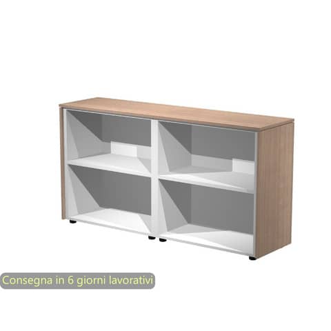 Mobile a giorno basso doppio top ciliegio arabis 163x43x81,4 cm struttura grigio alluminio Flora Artexport 930C/K