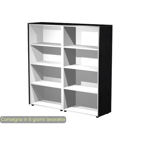 Mobile a giorno alto doppio top nero venato frassino163x43x158,2 cm struttura grigio alluminio Flora Artexport 937C/8