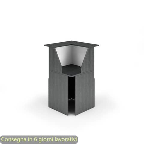 Bancone reception angolare 90° nero venato frassino-bianco 76x76xH.117 …