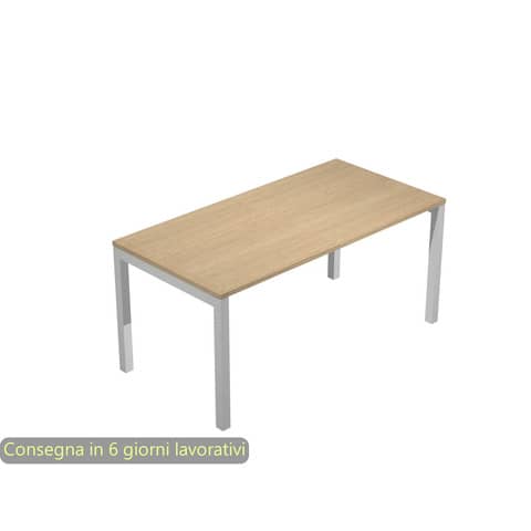 Scrivania open space piano rovere 120x80x72,5 cm gamba a ponte in metallo grigio Bridge Artexport SOL120/C-AA