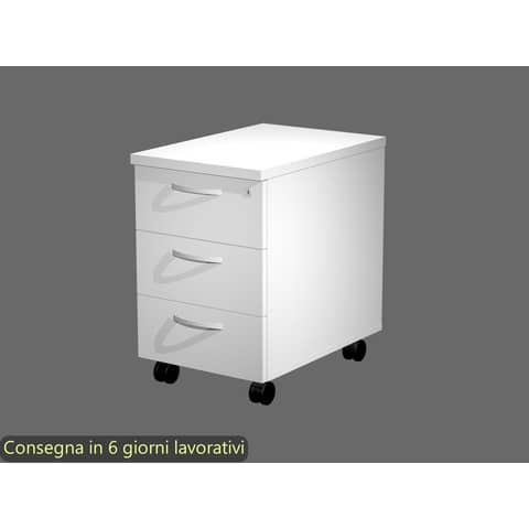 Cassettiera 3 cassetti bianco 44x60xH.60 cm con ruote …