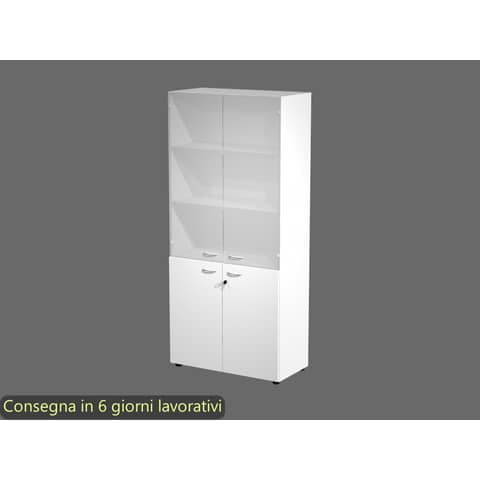 Armadio alto bianco con 2 ante basse + …