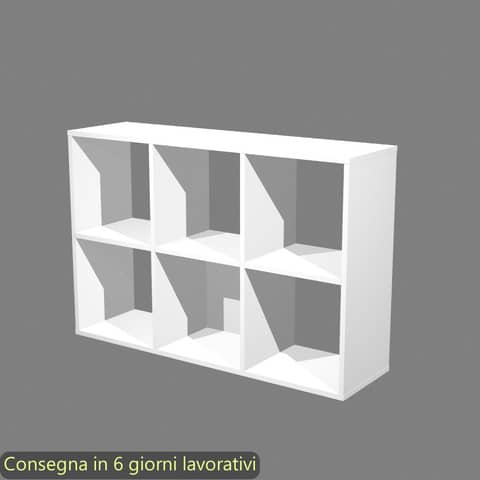Libreria componibile 6 caselle bianca 104x29,2xH.69,8 cm linea Maxicolor Artexport - 6MaxC/3