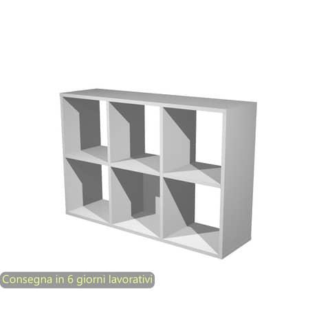 Libreria componibile 6 caselle grigio alluminio -104x29,2xH.69,8 cm linea Maxicolor Artexport - 6MaxC/5