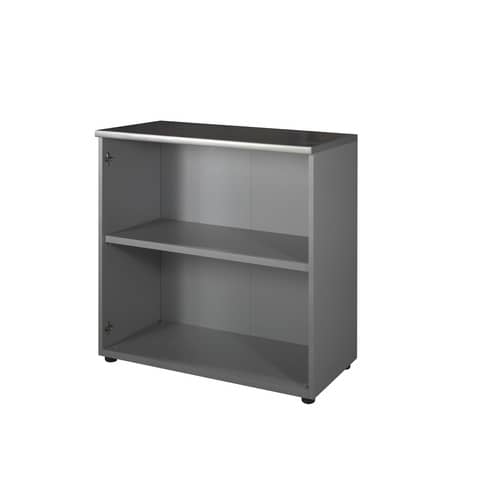 Mobile basso a giorno Frensy Spirit 1 ripiano doppia larghezza 90x45x90 cm top wengé - struttura grigio - USPWM99
