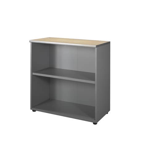 Mobile basso a giorno Frensy Spirit 1 ripiano doppia larghezza 90x45x90 cm top rovere - struttura grigia - USPRM99