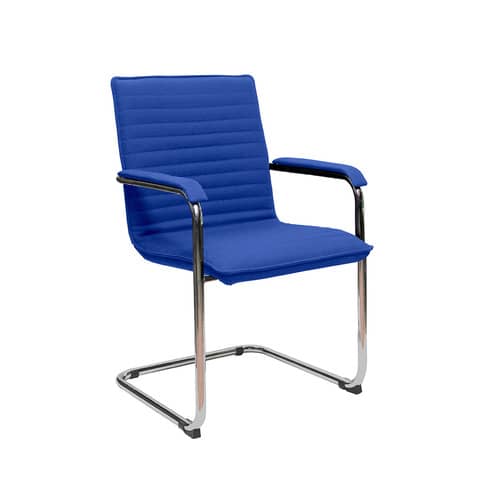 Sedia visitatore su slitta Unisit Cyndy CNS - rivestimento ignifugo blu - con braccioli - CNS/IB