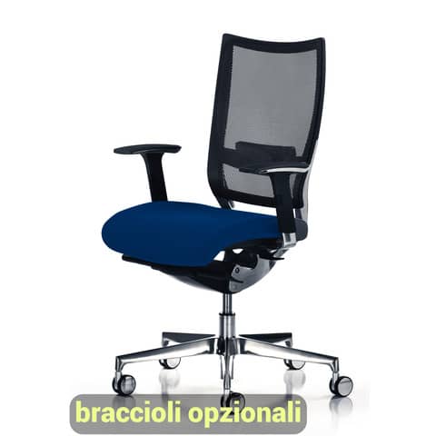 Sedia semidirezionale girevole Unisit Concept COT - schienale in rete - rivestimento fili luce blu - COT/F11