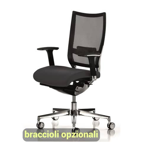 Sedia semidirezionale girevole Unisit Concept COT - schienale in rete - rivestimento fili luce grigio - COT/F14