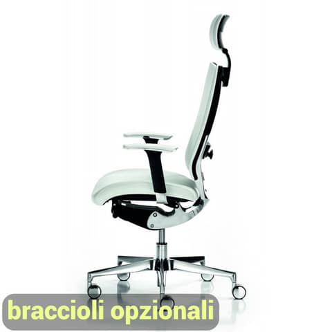 Sedia semidirezionale girevole Unisit Concept COTPG ergonomica con poggiatesta rivestimento pelle bianco - COTPG/PQ