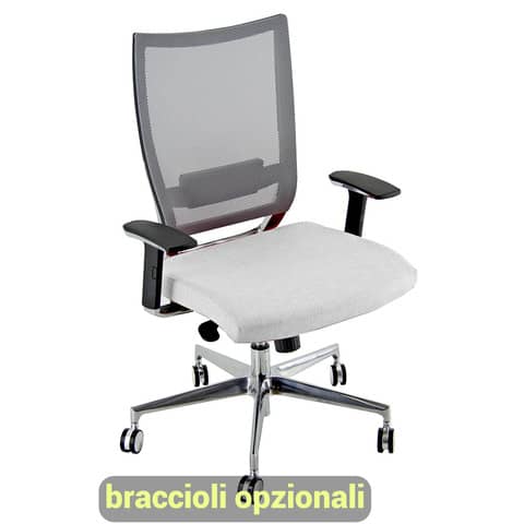 Sedia semidirezionale girevole Unisit Concept COTXL schienale in rete grigio - rivestimento pelle bianco - COTXL/PQ